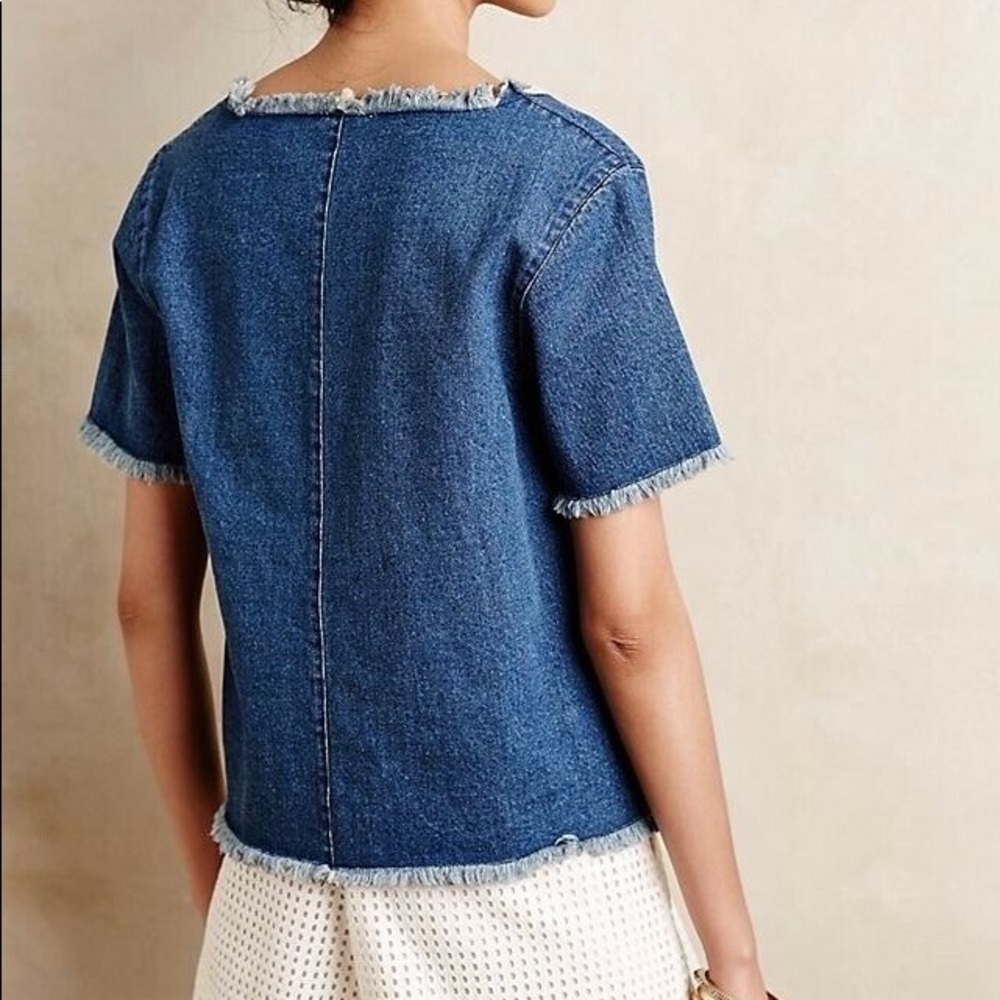 Maeve - Frayed Edge Denim Top - Medium - Picture 3 of 10